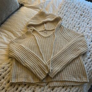 Knit Cropped Hooded Sweater